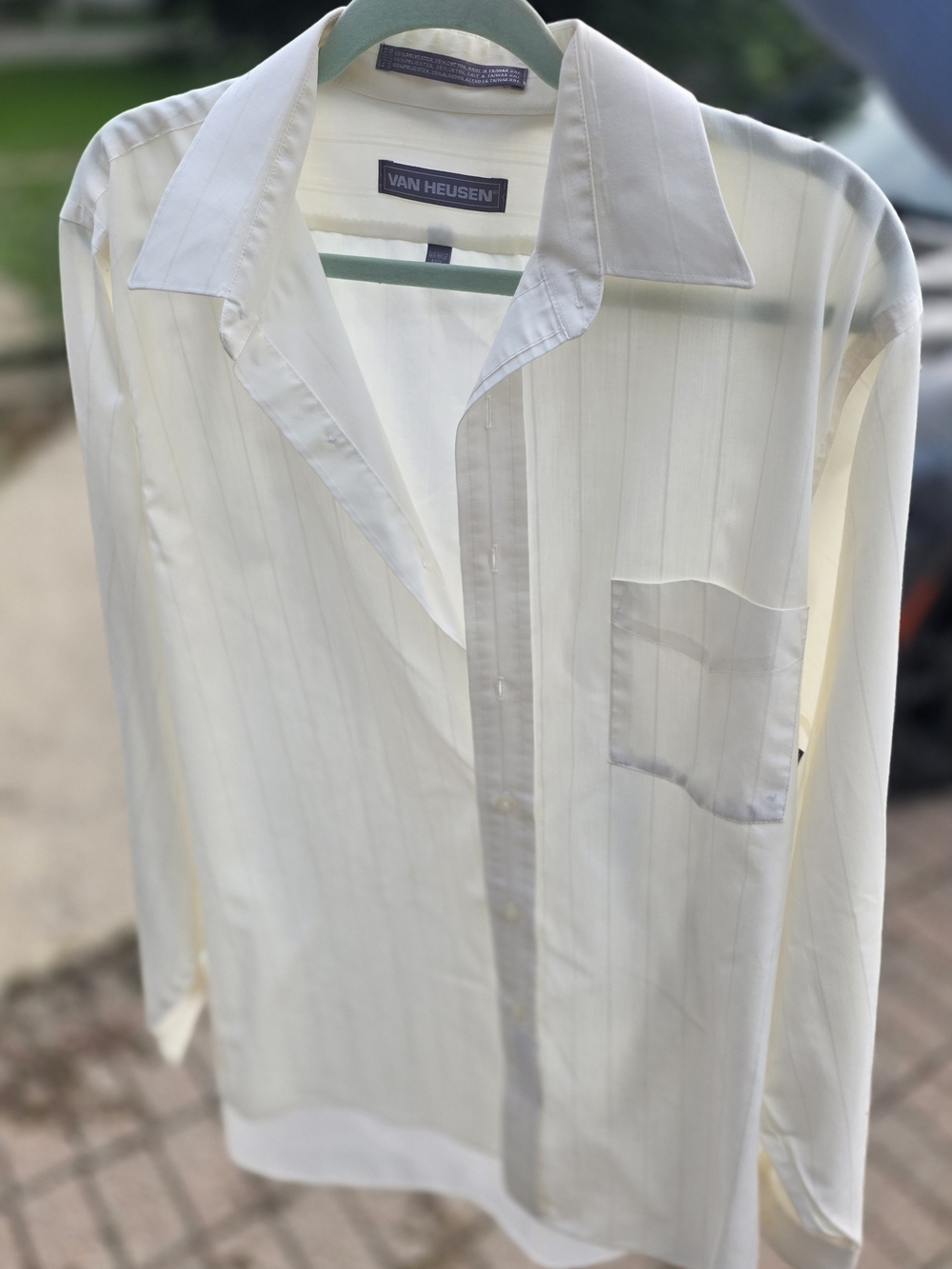 Van Heusen Men's Ivory Stripe Long-Sleeve Dress Shirt